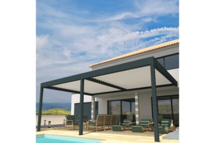 Pergola Bioclimatique COCOON XL Mixte Gris anthracite / Blanc 9,00x3,060m Verin
