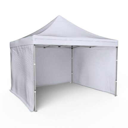 Tente pliante Barnum Aluminium 300x300cm - Blanc + 3 murs offerts