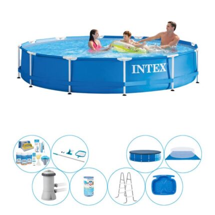 Intex Metal Frame Ronde 366x76 cm - Bundle de piscine