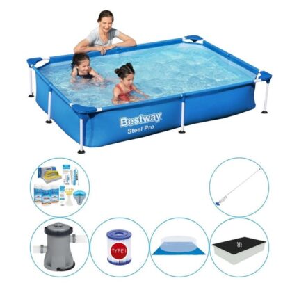 Bestway Steel Pro Rectangulaire 221x150x43 cm - Super Set de piscine
