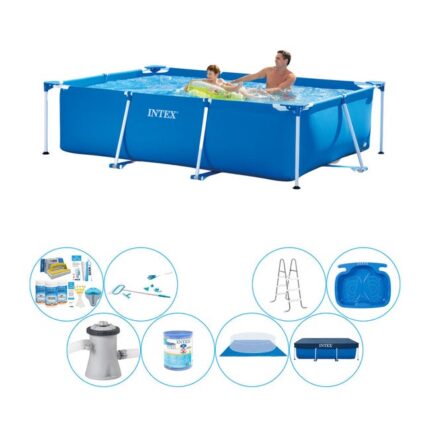 Intex Frame Pool Rectangulaire 260x160x65 cm - Paquet de piscine tout en 1