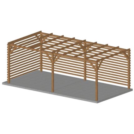 Pergola en bois massif 6x3, classe 3, durable avec 3 fonds brise vue en persienne
