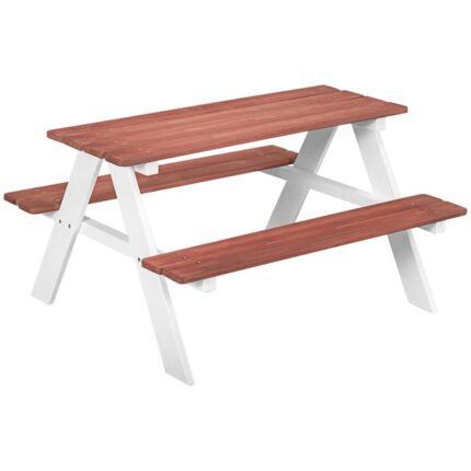 Table de pique-nique enfant bois sapin blanc brique