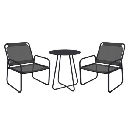 Ensemble salon de jardin 3 pcs 2 fauteuils et table ronde