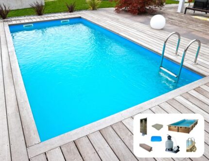 Piscine, bois 7504761l UBBINK, rectangulaire x L.6.5 x l.3.5 x H.1.4 m