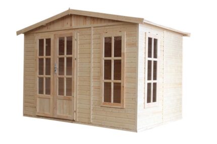 TIMBELA M334FB Cabane en bois avec plancher, Maison de jardin en bois pour travailler l332xP222xH232cm/6m2, Abri en bois de jardin multifonctionnel