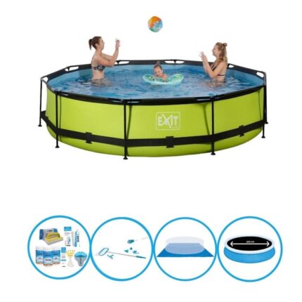 EXIT Piscine Lime - Frame Pool ø360x76cm - Plus accessoires