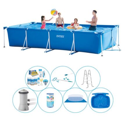 Paquet de piscine tout en 1 - 8 pièces - Intex Frame Pool Ronde 450x220x84 cm