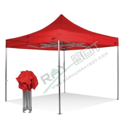 Barnum Pliant 3X3 RAY BOT Rouge Aluminium 45mm Top Sans LATÉRALES. Tissu enduit de PVC à 350gr/m² étanche et hydrofuge