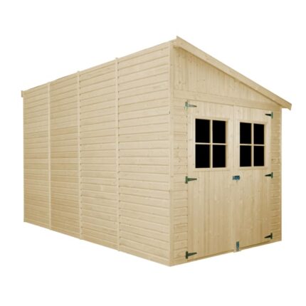 Abri de Jardin en Bois Naturel(avec paroi latérale) PLUS LES PLANCHERS IMPRÉGNÉ- TIMBELA M340A+M340G - H244x218x416 cm/8 m2
