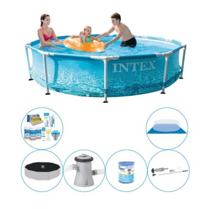 Intex Metal Frame Ronde Plage 305x76 cm - Paquet combiné piscine
