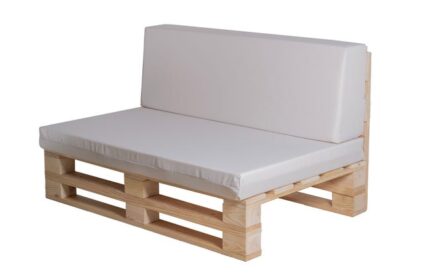 Ensemble complet de canapé palette + ensemble de coussins en tissu imperméable (Assise + Dossier) - 100x60cm en Beige