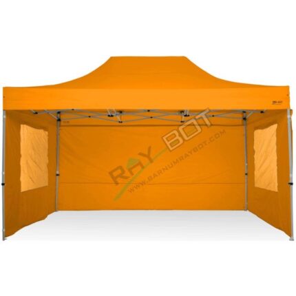 Barnum Pliant 3X4,5 RAY BOT Orange Acier 30mm AVEC BÂches Latérales et fenêtre. Tissu enduit de PVC à 350gr/m² étanche et hydrofuge