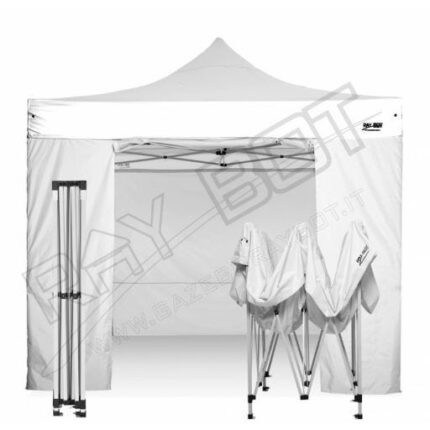 Barnum Pliant 3X3 RAY BOT Blanc Acier 40mm avec LATÉRALES. Tissu enduit de PVC à 350gr/m² étanche et hydrofuge