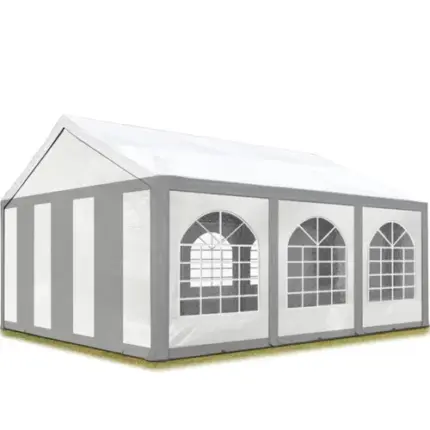 4x6 m tente de réception Barnum, PE 450, H. 2 m, gris-blanc