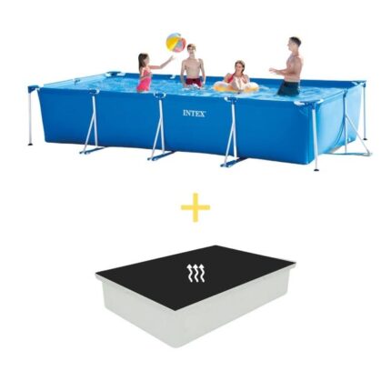 Intex Piscine - Frame Pool - 450 x 220 x 84 cm - Avec Tapis solaire