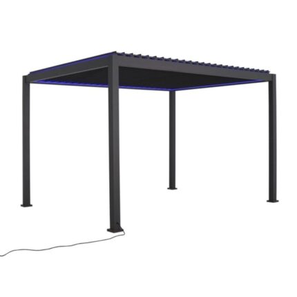 Pergola bioclimatique Habrita PER3040BIELEC en aluminium 12m2 avec ventelles électriques et ruban Led Habrita Foresta