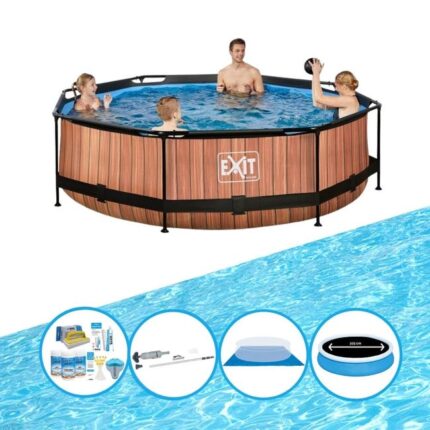 EXIT Piscine Timber Style - Frame Pool ø300x76cm - Plus accessoires inclus