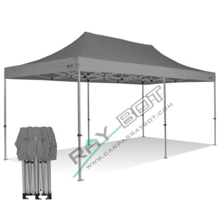 Barnum Pliant 3X6 RAY BOT Gris Aluminium 45mm Sans LATÉRALES. Tissu enduit de PVC à 350gr/m² étanche et hydrofuge