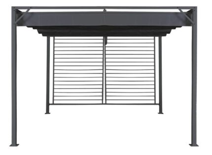 Pergola de jardin en acier et polyester coloris gris - Longueur 300 x largeur 300 x hauteur 230 cm