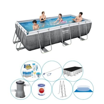 Piscine plus des accessoires - Bestway Power Steel Rattan 404x201x100 cm
