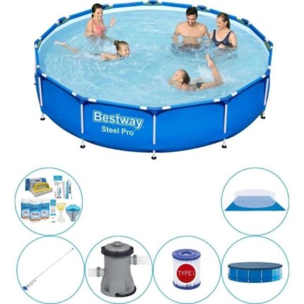 Offre combinée de piscine - Bestway Steel Pro Rectangulaire 366x76 cm