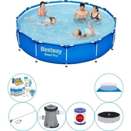 Ensemble de piscine tout en 1 - Bestway Steel Pro Rectangulaire 366x76 cm