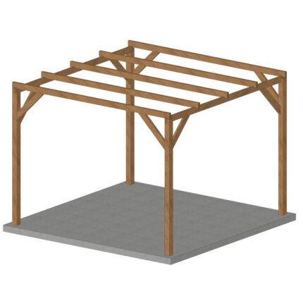 Pergola en bois massif 3x3, classe 3, durable sans brise soleil ni persienne