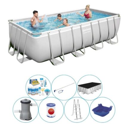 Paquet de piscine tout en 1 - Bestway Power Steel Rectangulaire 488x244x122 cm