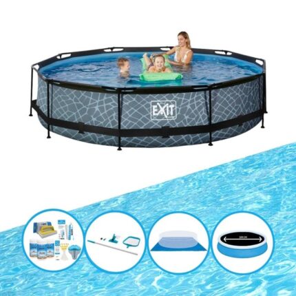 EXIT Piscine Stone Grey - Frame Pool ø360x76cm -- Pack de piscine