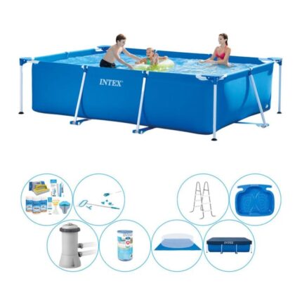 Intex Frame Pool Rectangulaire 300x200x75 cm - Paquet de piscine tout en 1
