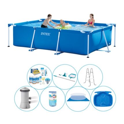 Intex Frame Pool Rectangulaire 300x200x75 cm - 8 pièces - Bundle de piscine