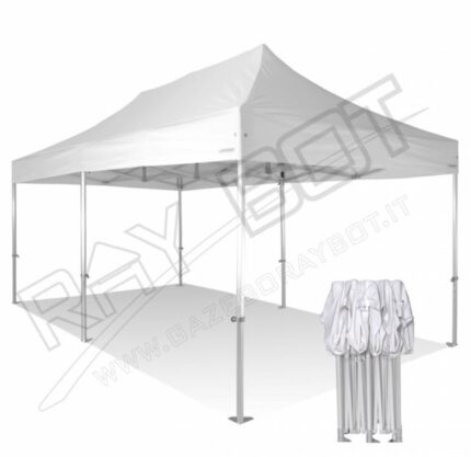 Barnum Pliant 4X8 RAY BOT Blanc Aluminium 55mm Top Sans LATÉRALES. Tissu enduit de PVC à 500gr/m² étanche et hydrofuge