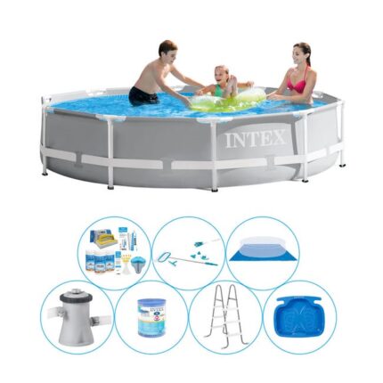 Intex Prism Frame Ronde 305x76 cm - 8 pièces - Paquet de piscine tout en 1