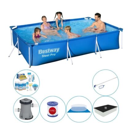 Bestway Steel Pro Rectangulaire 300x201x66 cm - Ensemble de piscine tout en 1