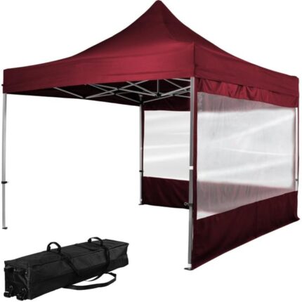 INSTENT® Pavillon en Aluminium 3 x 3 m Pro étanche Protection UV 50+, Choix de Couleurs et de modèles, Rouge avec 2 Parties latéraux
