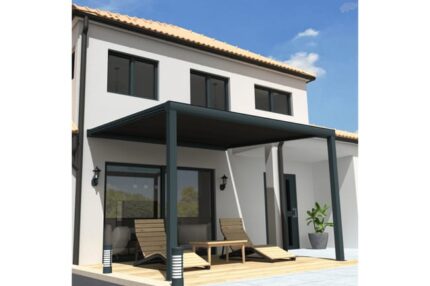 Pergola toile SUNLIGHT Gris anthracite - Gris anthracite 3,50x3,50m + LED