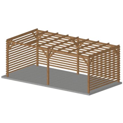 Pergola en bois massif 6x3, classe 3, durable avec 4 fonds brise vue en persienne