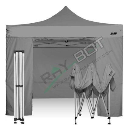 Barnum Pliant 3X3 RAY BOT Gris Acier 30mm avec LATÉRALES. Tissu enduit de PVC à 350gr/m² étanche et hydrofuge