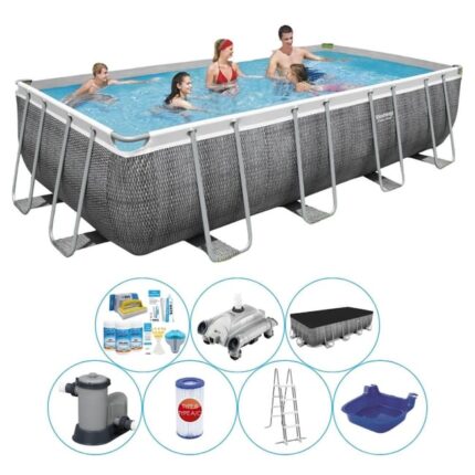 Piscine avec des accessoires - Bestway Power Steel Rattan 549x274x122 cm