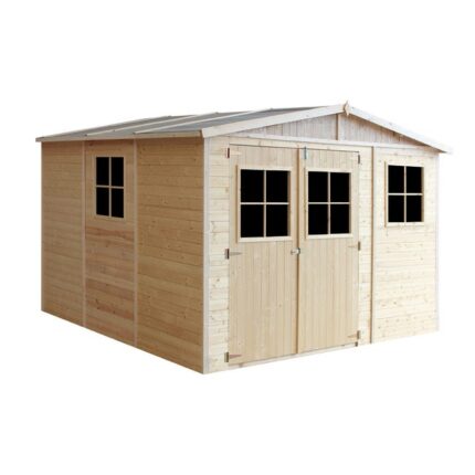 ABRI de Jardin en Bois Exterieur AVEC LES PLANCHERS IMPRÉGNÉ - Cabane de jardin en Pin/épicéa- H226x316x324 cm/9 m² - TIMBELA M335+M335G
