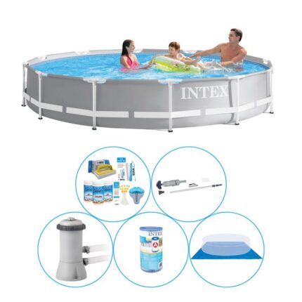 Piscine avec des accessoires - 6 pièces - Intex Easy Set Ronde 366x76 cm