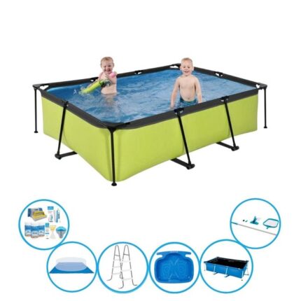 EXIT Piscine Lime - Frame Pool 220x150x60 cm -- Accessoires inclus