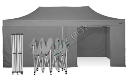 Tente Pliante 6X3 RAY BOT Gris Acier 30mm avec Latérales. Tissu enduit de PVC à 350gr/m² étanche et hydrofuge