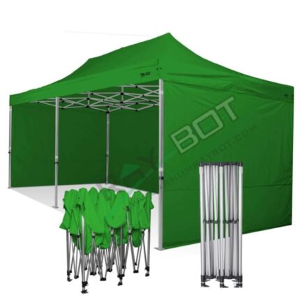 Tente Pliante 3X6 RAY BOT Vert Alumium 45mm Top Avec BÂches Latérales. Tissu enduit de PVC à 350gr/m² étanche et hydrofuge