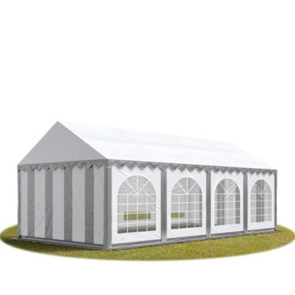4x8 m tente de réception Barnum, PVC 750, H. 2 m, gris-blanc