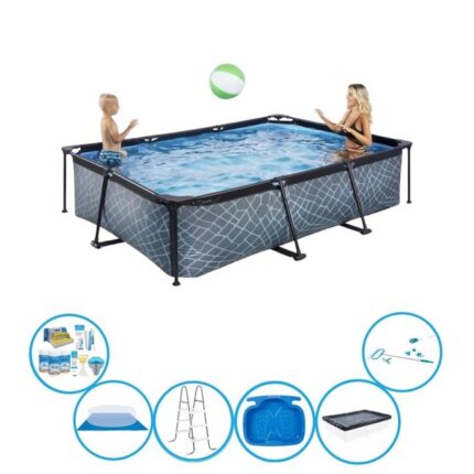 EXIT Piscine Stone Grey - Frame Pool 300x200x65 cm -- Ensemble de piscine
