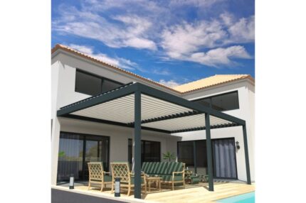 Pergola Bioclimatique COCOON Mixte Gris anthracite / Blanc 8,00x4,613m Verin