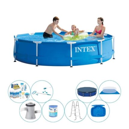 Intex Metal Frame Ronde 305x76 cm - Paquet de piscine tout en 1