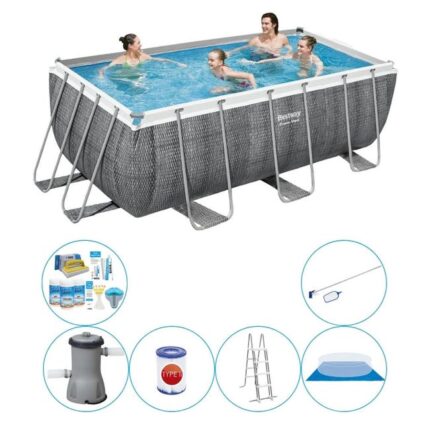 Piscine plus des accessoires - Bestway Power Steel Rotan Rect. 412x201x122 cm - Avec pompe de filtrage